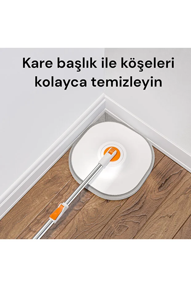 Otomatik Mop Temizlik Seti Temiz&kirli Su Ayrımı Mikrofiber Kare Başlık 2 Adet Bez